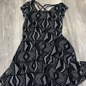 Black patterned mini dress